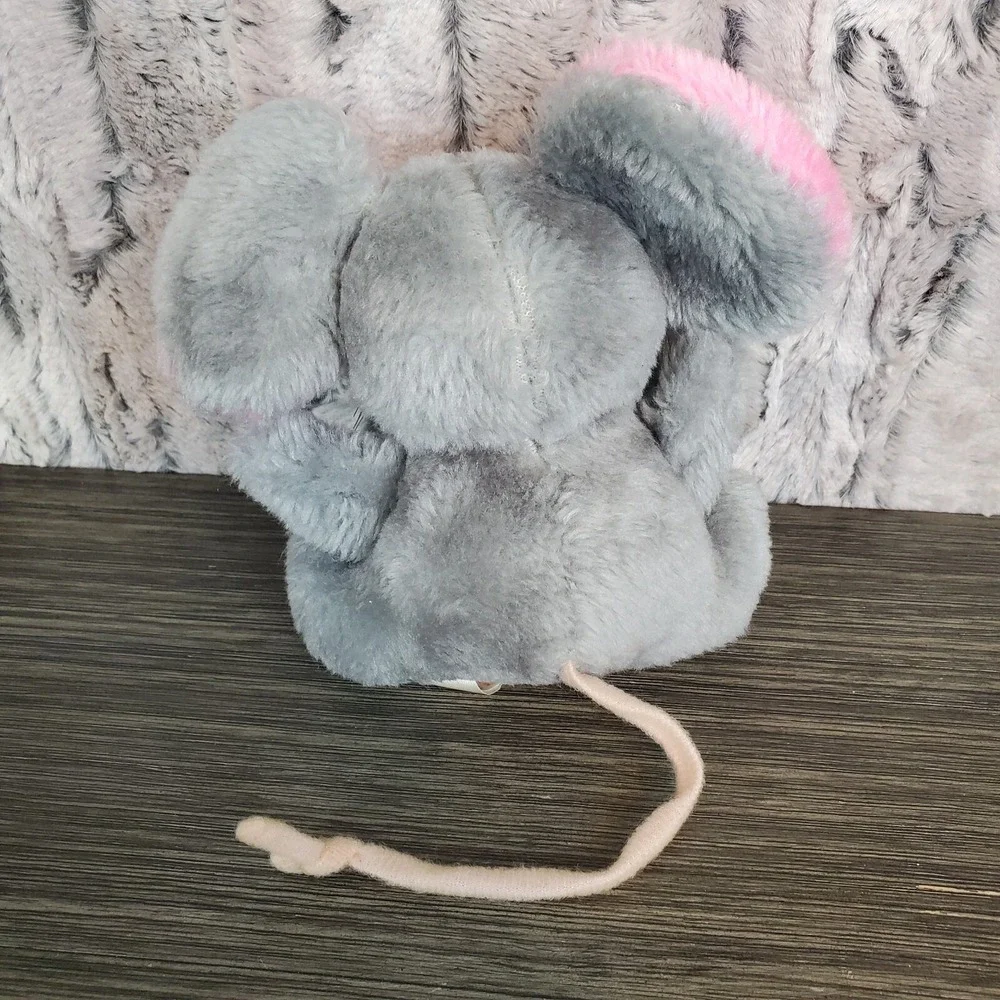 Vtg Russ Berrie Bitzi Mouse 1977 Stuffed Animal Plush Toy Gray Big Pink Ears 6